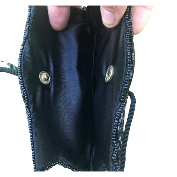 Beaded Owl-Shaped Crossbody Bag With Black Satin Lining & Magnetic Closure 7.5" - Picture 5 of 6